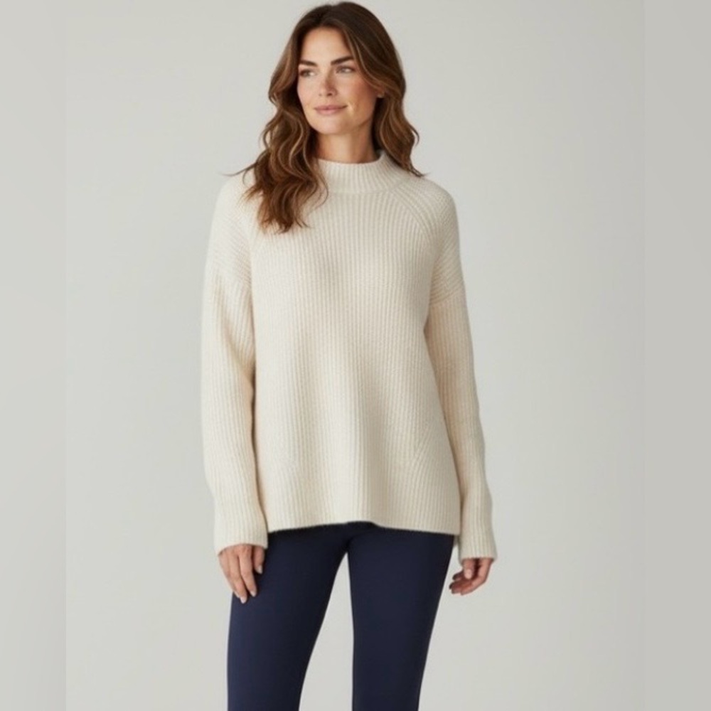 NEW Goodthreads Chunky Knit Sweater Mock Neck Long Sleeve Pullover Cream Small